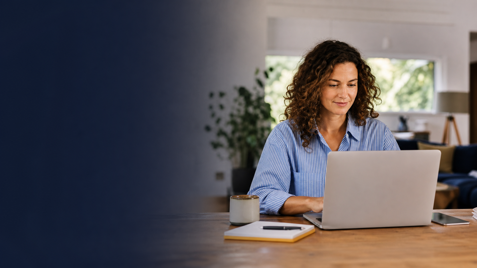 Professional learner studying online from home